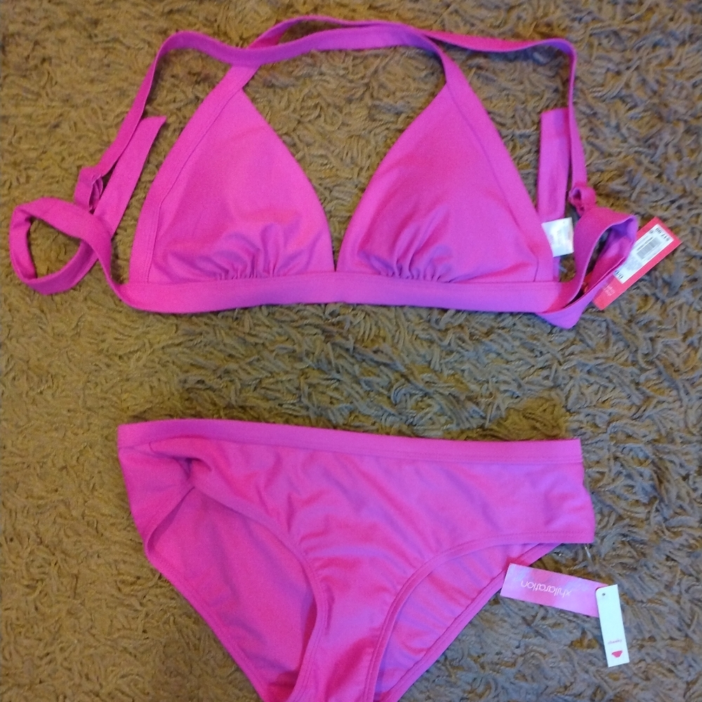xhilaration bikini sporty d/DD, LG fuschia